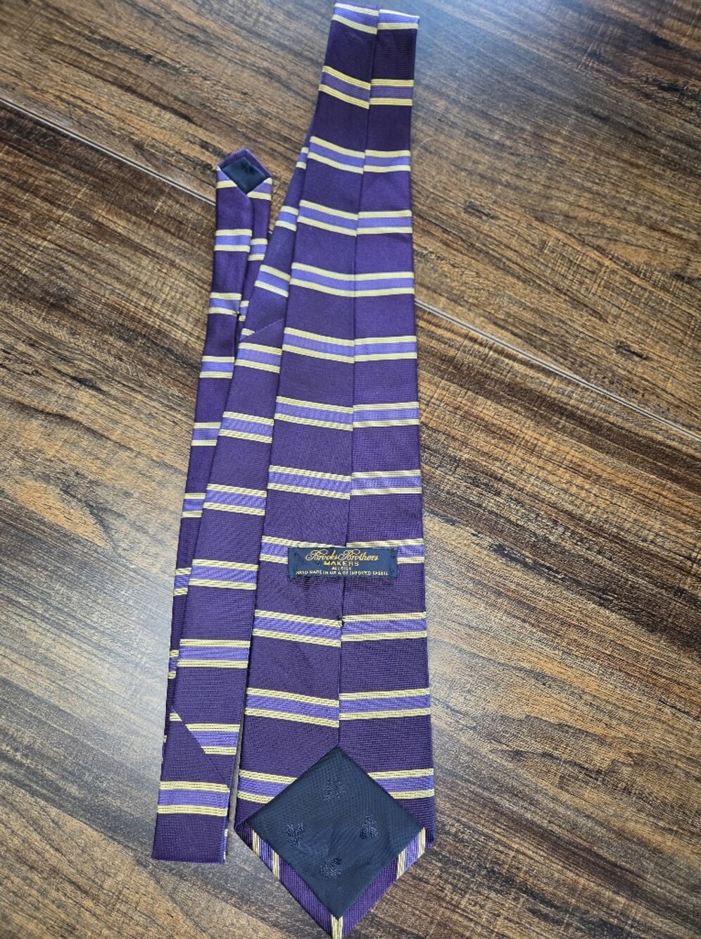 Brooks Brothers Purple and Gold Striped Silk Tie